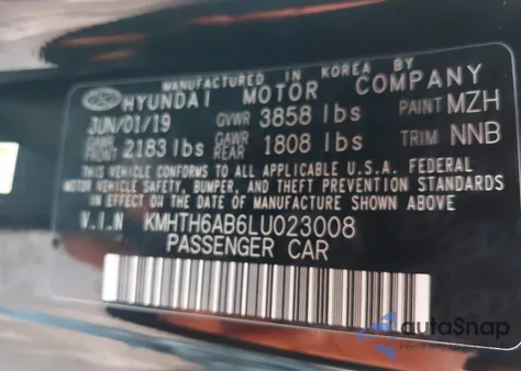 2020 Hyundai Veloster Turbo из США, поврежденный, VIN KMHTH6AB6LU023008